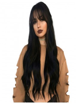 Lace front wig pre plucked hair line baby hair natural color  bleached knots 100% human hair 8A + quality straight with bang